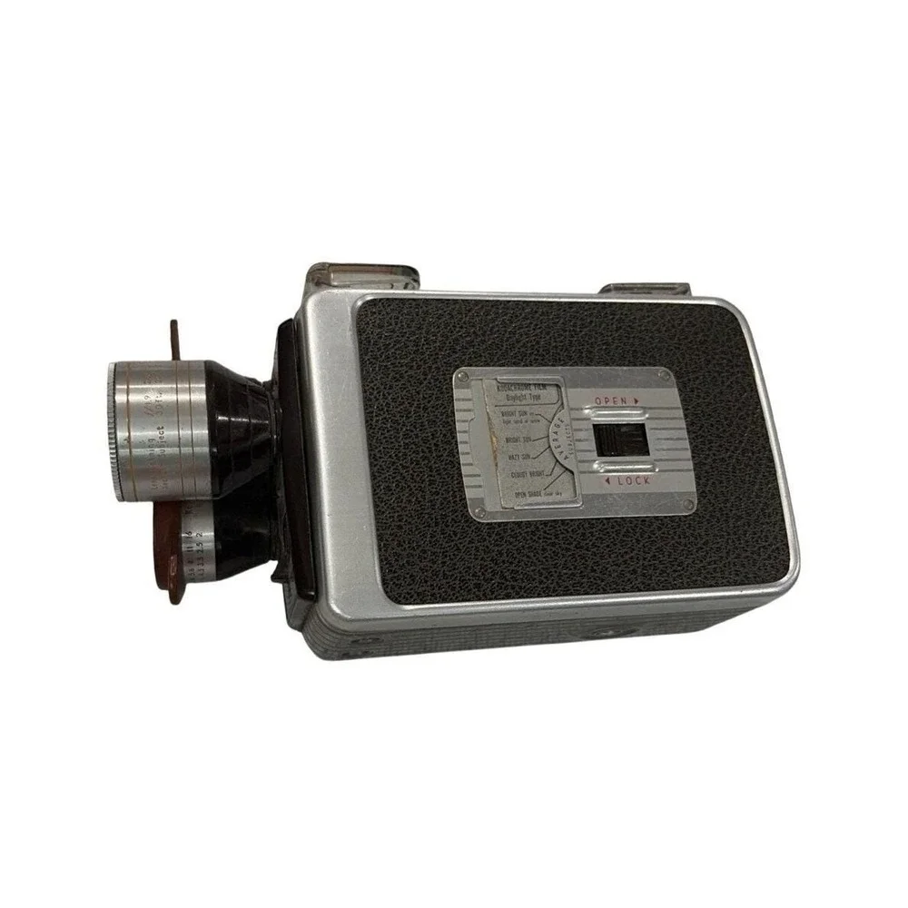 Kodak Movie‎ Camera Brownie Turret f/1.9 8mm Silver Brown Vintage 1950s Prop